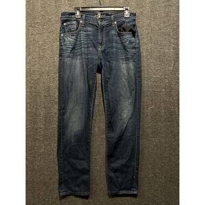 7 For All Mankind Skinny Jeans Size 29 Mens‎ Mid Rise Dark Wash Blue 29x28